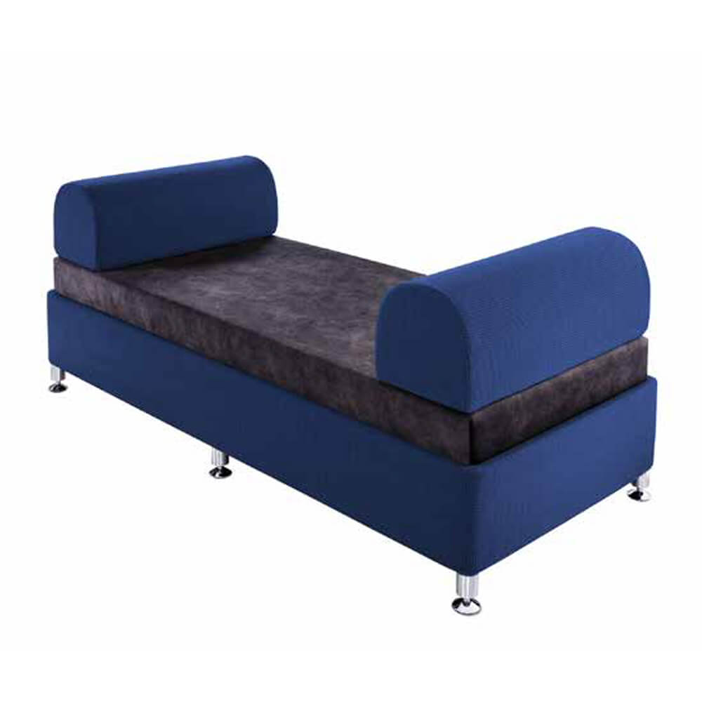 buy single wooden blue divan beds - side view