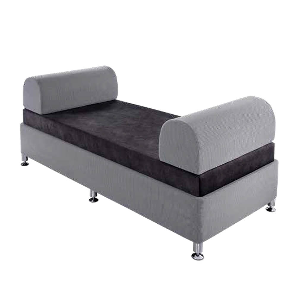buy single wooden grey divan beds - side view