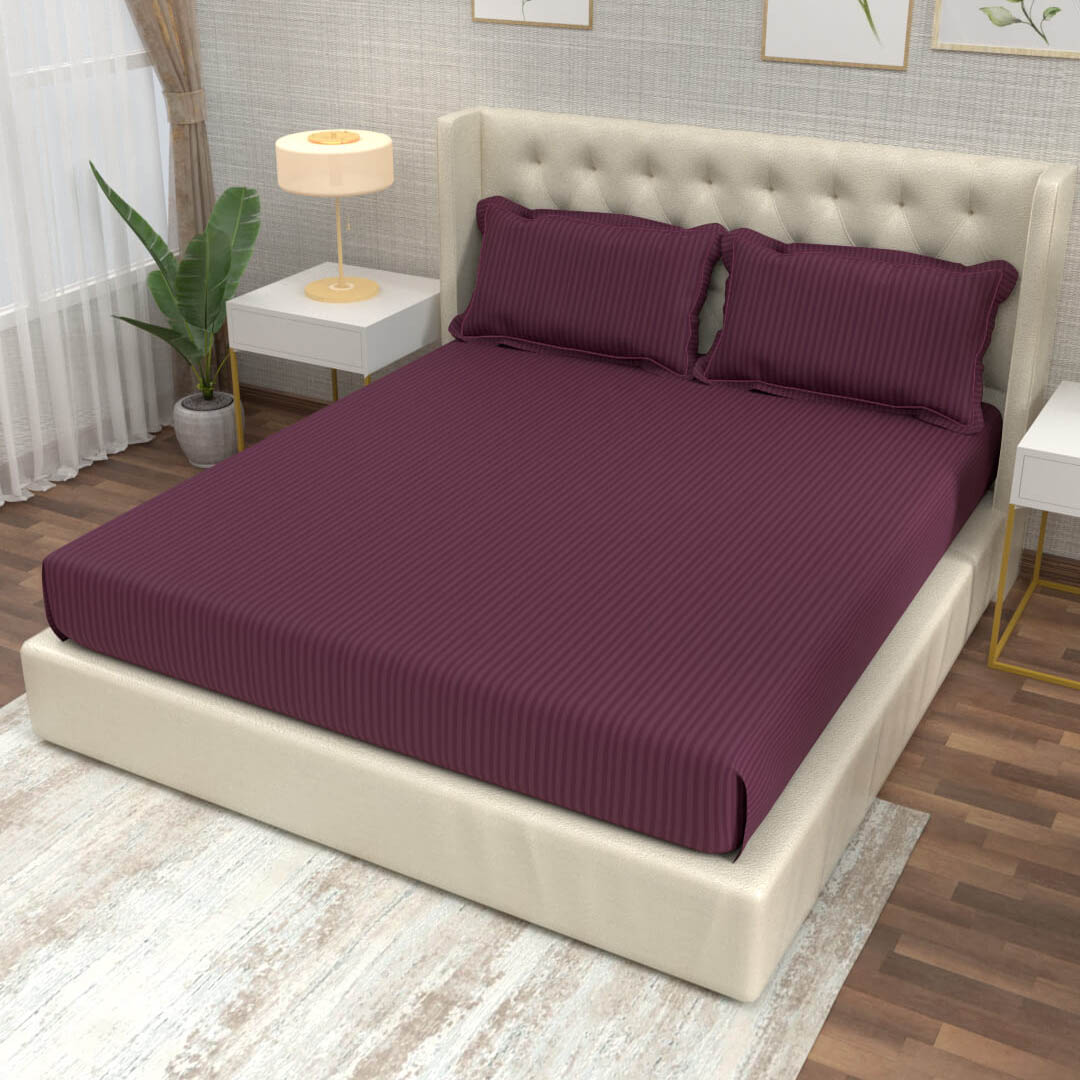 buy burgundy super king size cotton bedsheets online – side view