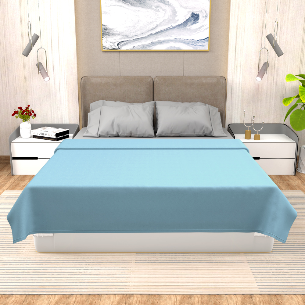 buy coral blue winter double bed blanket - front view