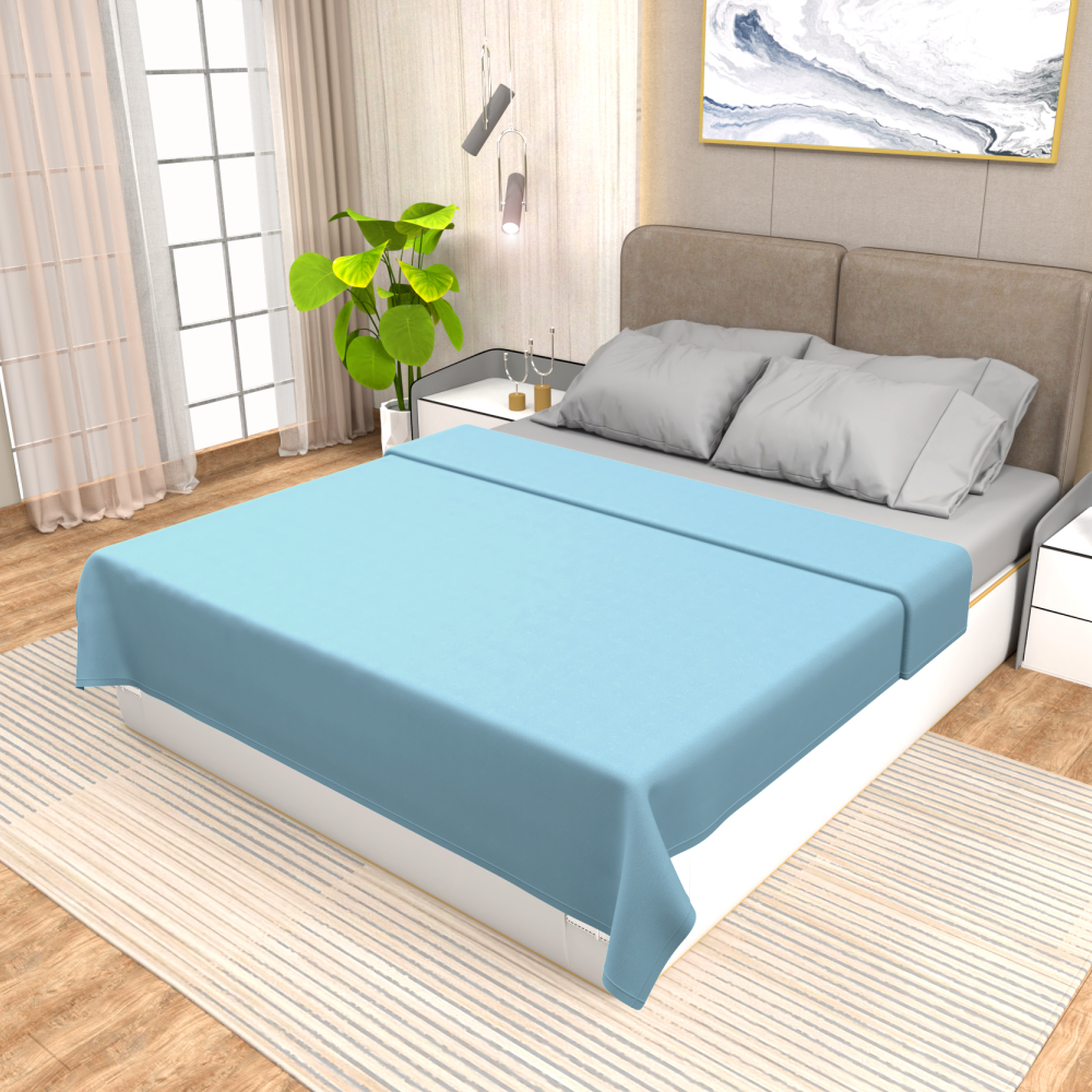 buy coral blue winter double bed blanket - side view