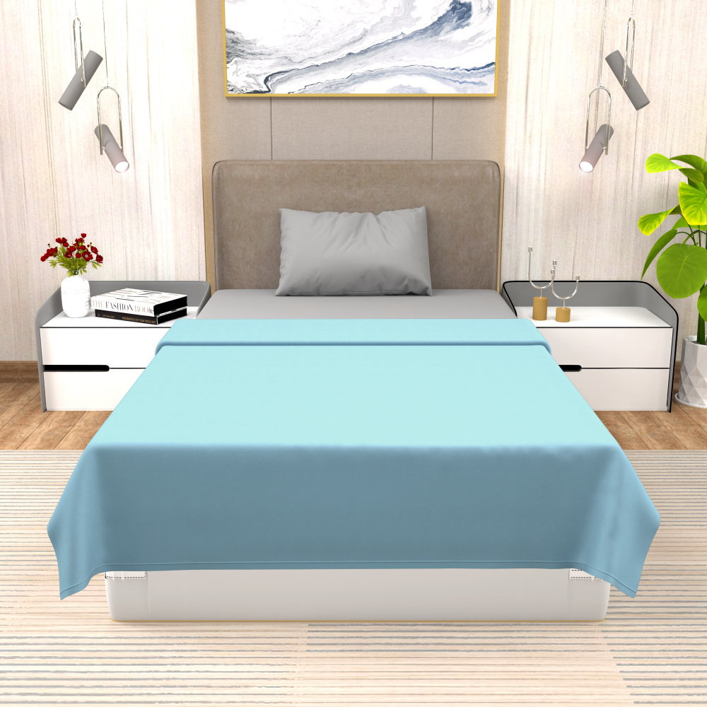 buy coral blue winter single bed blanket - front view