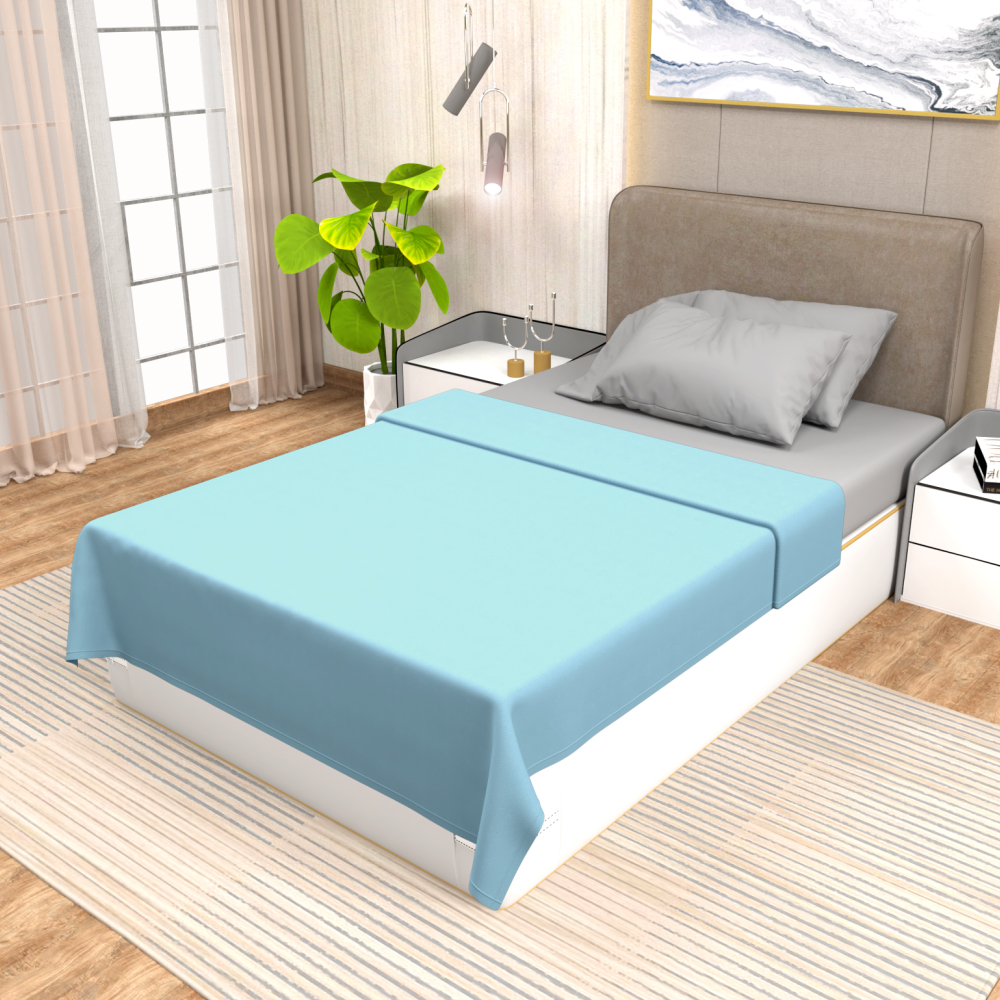 buy coral blue winter single bed blanket - side view