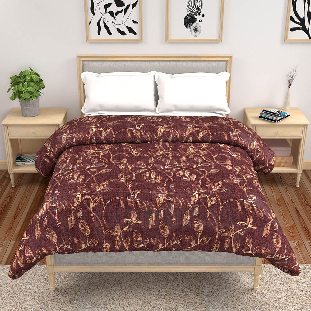 buy maroon reversible comforter online – front view