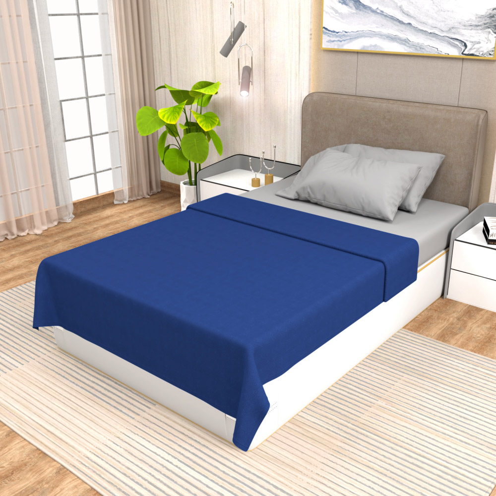 buy blue winter single bed blanket - side view
